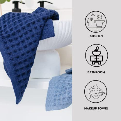 Waffle Washcloths Set, 100% Turkish Cotton (Mixed) - color: Mixed, size: Washcloths Set (4 Pieces)