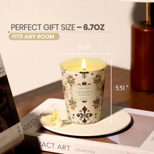 HomeLights Soy Wax Candles for Home Scented, 1-Wick Candles in Lavender Vanilla Scented, Aromatherapy Candles Gift for Parties, Relaxing, Bohemian Natural Textures, 6.7oz - color: Lavender Vanilla
