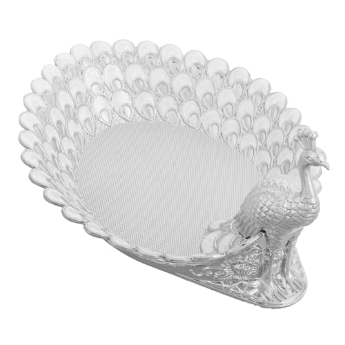 Hemobllo 1pcs Elegant Metal Serving Tray for Cookies Nuts and Decorative Platter for Tea Parties and Display Sturdy Spacious Design for Versatile Use Living Rooms and Dining Areas - color: Silver