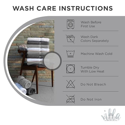 Villa Celestia Cotton Hand Towels Set of 4, 16 x 28, Oeko-TEX Certified, Quick Dry, Silver - color: Silver Grey, size: Hand Towel - Pack of 4