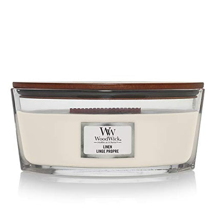 WoodWick Ellipse Scented Candle, Linen, 16oz | Up to 50 Hours Burn Time