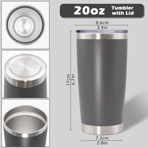 20oz Tumbler with Lid Stainless Steel Tumblers Insulated Mug Grey 12P - color: Gray