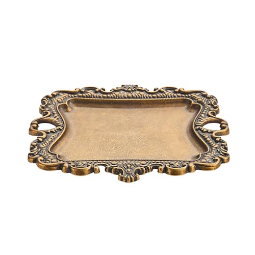 1 Pack Vintage Gold Jewelry Dish Antique Brass Jewelry Trays ideal for holding jewelry rings and small trinkets. - color: Antique Brass, size: small:5"(125mm)*4.4"(110mm)*0.6"(15mm)