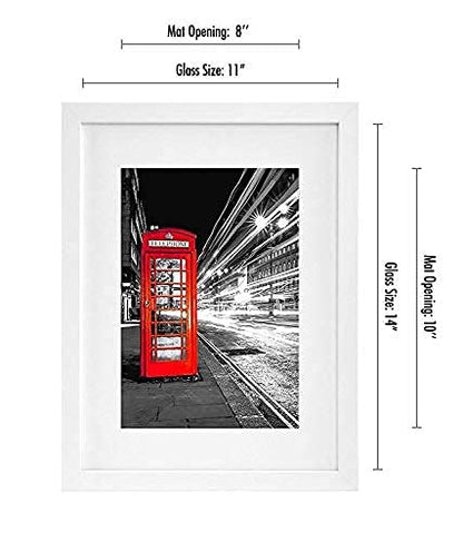 Americanflat 11x14 Picture Frame with Shatter-Resistant Glass - Set of 2 - Use as 8x10 Frame with Mat or Display 11x14 Photo Without Mat - Signature Collection - Picture Frames for Wall - White | Engineered Wood construction, Shatter-resistant glass, hang