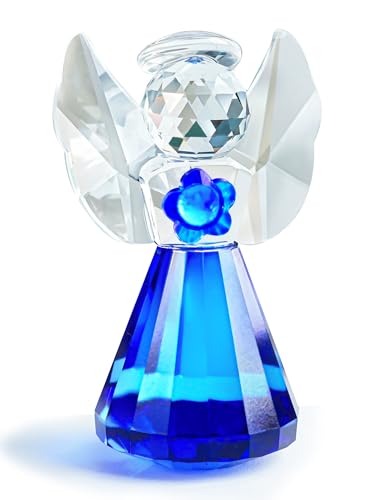 3.5'' Blue Crystal Guardian Angel Figurine,Glass Christmas Angel Ornaments - style: Blue Angel