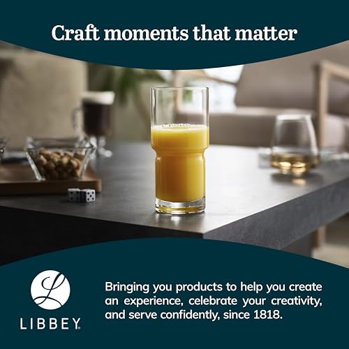 Libbey Newton Tumbler Drinking Glasses, Stackable, Tall Drinking Glasses Set of 6, 16 oz Glasses Drinking Set for Holidays, Birthdays, and More - color: Tumbler