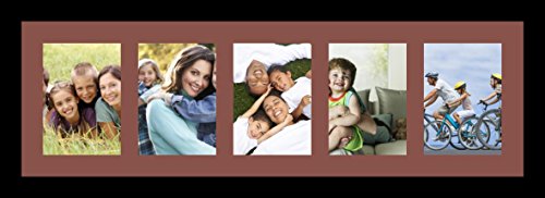 ArtToFrames Collage Photo Frame Single Mat with 5-5x7 Openings and Satin Black Frame. - color: 5 - 5x7 - (2137), size: Brique