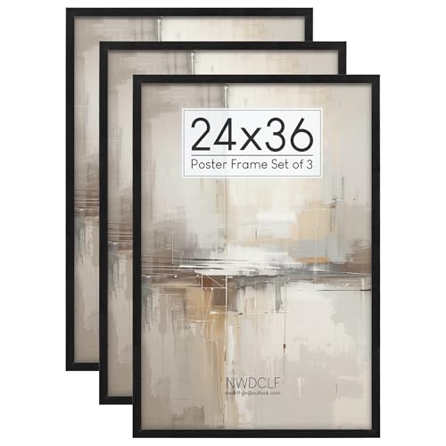 24x36 Poster Frame Black 3 Pack, Scratch-Proof Picture Frames 24 x 36 with HD Plexiglass, Wall Gallery Photo Frames, Horizontal or Vertical Wall Mounting - color: Black, size: 24X36