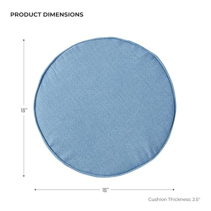 Set of 2 Outdoor 18 inch Round Patio Dining Chair Pads – Comfortable Fiber-Filled Seat Cushions with Ties, Reversible Polyester Fabric, Denim - color: Denim