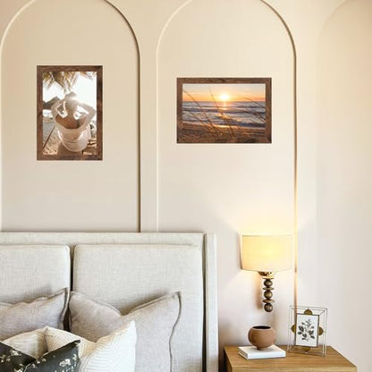 5.5x8.5 Picture Frame Deep Brown for Wall Hanging or Tabletop, Wood 5.5 x 8.5 Frame Photo Frame for Wall Horizontally or Vertically, Deep Brown,3 Pack - size: 5.5x8.5 inch