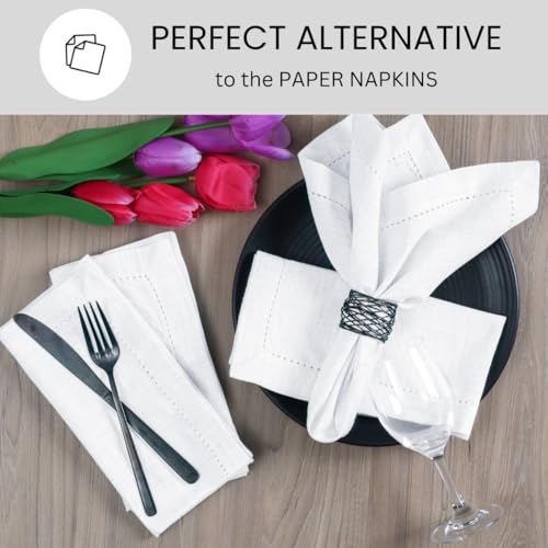 Cloth Dinner Napkins 100% Cotton Set of 6 - Soft Durable Washable - Ideal for Farmhouse Parties Wedding Christmas Easter - Perfect Everyday Use Table Cloth Napkins 18x18 inch White - color: White