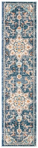 SAFAVIEH Madison Collection Area Rug - 2'2" x 4', Blue & Light Blue, Boho Chic Distressed Medallion Design, Non-Shedding & Easy to Clean, Ideal for Living Room, Bedroom, Dining Space (MAD473M) - color: Blue/Light Blue, size: 2'2" x 4' (Rectangular)