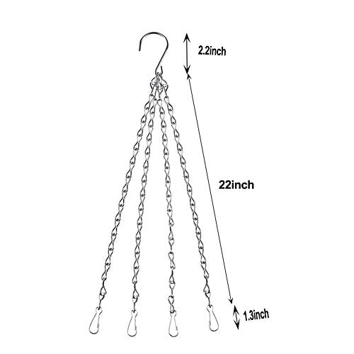 Heybe 4Pack - 24 Inch 4 Leads Hanging Chain with Hooks Flower Pot Chain Replacement Plant Hangers for Bird Feeders, Planters and Lanterns (Silver) - color: Silver