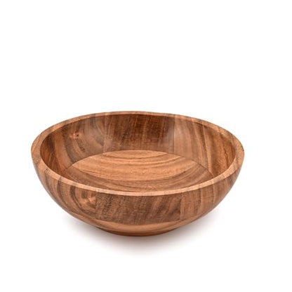 Hand Carved Acacia Wood Decorative Bowl – Rustic Farmhouse Living Room Decor, Wooden Centerpiece for Coffee Table, Entryway Console Table Accent, Brown (8"x 8"x 3")