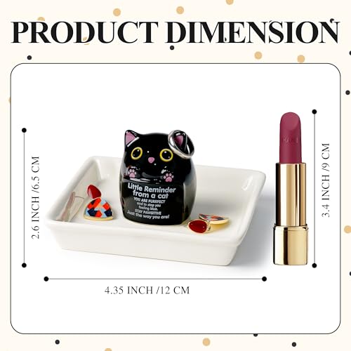 PUDDING CABIN Cat Gifts for Women Ring Holder for Jewelry, Spiritual Encouragement Gifts for Women Mom Friend Sister, Gifts for Black Cats Lovers, Birthday Mothers Day Christmas & Wedding - style: Black Cat
