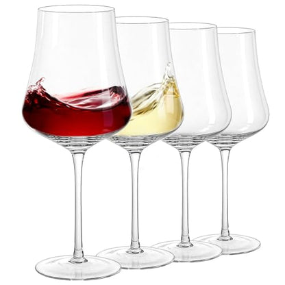 Large Wine Glasses Set of 4, 25oz | Lead-Free Hand Blown Crystal, Dishwasher Safe, Elegant Tall Stem, Wedding Anniversary Party Christmas, Nice Gift Box - size: 25oz - 4 PCS