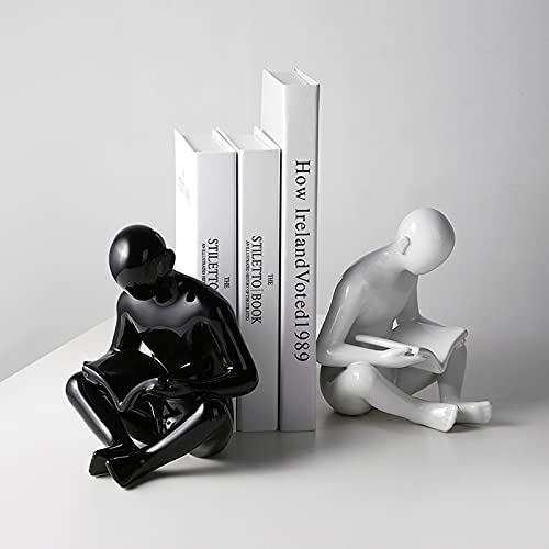 Desktop Ornaments 2 Pieces of Figure Sculptures Set Ceramic Material Bookends Home Decorations Small Ornaments Home Desk Decorations Handicrafts Desktop Decor