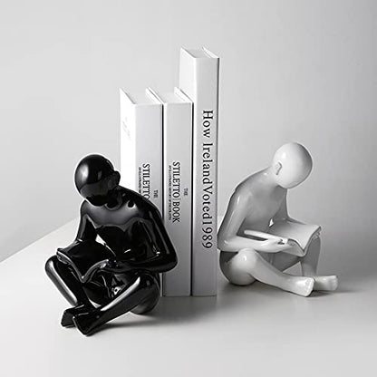 Desktop Ornaments 2 Pieces of Figure Sculptures Set Ceramic Material Bookends Home Decorations Small Ornaments Home Desk Decorations Handicrafts Desktop Decor