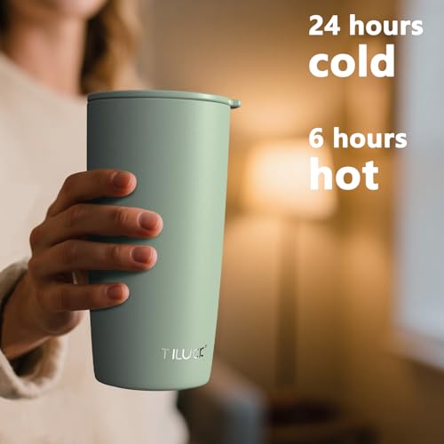 TILUCK 20 oz Insulated Coffee Tumbler with BPA-Free Lid | Travel Coffee Mug, Dishwasher Safe, Cup Holder Friendly, Double-Wall Vacuum Insulation for Hot & Cold Drinks,Matte MintGreen - color: Matte MintGreen, size: 20 Ounces