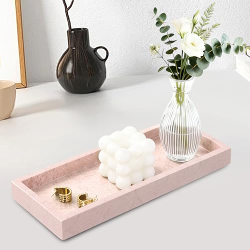 Natural Marble Tray, Stone Tray for Bedroom/Bathroom/Kitchen/Vanity Countertop, Jewelry Tray for Rings Earrings Necklace Bracelet Watch, Room Decor Aesthetic - color: Starry Sky White, size: 11.8" x 5.1" x 1.2"