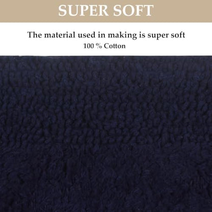 Home Weavers Luxury Collection 100% Cotton Reversible Bathroom Rugs Set, Washable Rug, Soft Cotton Extra Soft and Absorbent Bath Rug, Kitchen Mat, 2 Piece Set(S+M), Navy - color: Navy, size: 2 Piece Set(S+M)