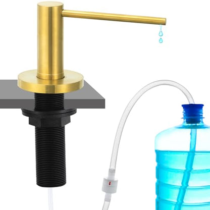 Soap Dispenser for Kitchen Sink Champagne Gold, Stainless Steel Countertop Pump, Built in Sink Soap Dispenser with 47" Extension Tube kit - color: Champagne Gold