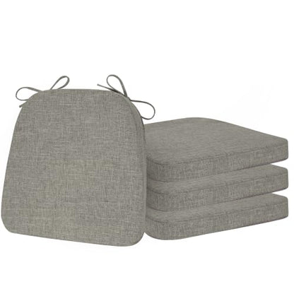 ELFJOY Non-Slip Chair Cushions for Dining Chairs Light Grey 16.7"x16" | 4 Pack, with Ties and Washable Cover, U Shape, Breathable Fabric, for Kitchen Dining Office Folding Chairs，Comfortable - color: Light Grey