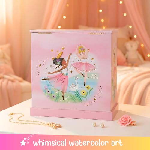 Giggle & Honey® Ballerina Musical Jewelry Box for Girls | Ballerina Toys for Girls Age 4-6 Kids Jewelry Box with Drawers, Toddler Jewelry Box for Little Girls - style: Twirling Ballerina