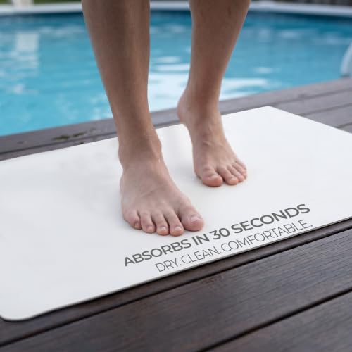 Homergy Bath Mat for Bathroom Non Slip, Quick Dry, 20x32 in, White | Ultra absorbent, machine washable, mildew resistant shower mat with rubber backing for tub, poolside and outdoor showers - color: White, size: 20" x 32"