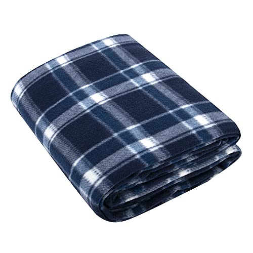 Trail maker 50x60 Throw Blankets, Plaid Fleece Throw Blankets for Bedroom, Couch, Livingroom, Chair, Pets, Outdoors - color: Blue