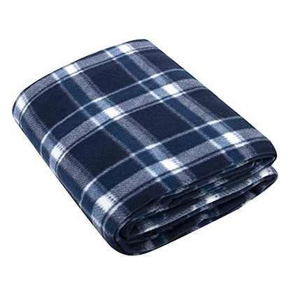 Trail maker 50x60 Throw Blankets, Plaid Fleece Throw Blankets for Bedroom, Couch, Livingroom, Chair, Pets, Outdoors - color: Blue