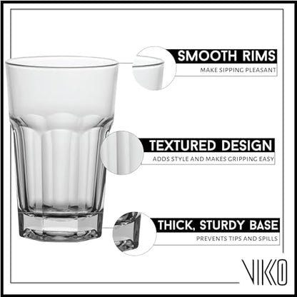 Vikko Drinking Glasses, 11.5 Ounce Glass Cups, Durable Glasses Drinking Set of 12, Stackable Water Glasses, Highball Glasses, Heavy Base Tumblers & Water Glasses, Dishwasher Safe Cups for Kitchen - style: 11.5 Ounce- Set of 12