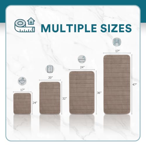 Flamingo P Memory Foam Shower Bathroom Mat Rug, Soft Non Slip Bath Shower Mats Machine Washable, 47x17 Inches, Taupe - color: Taupe Straight Line, size: 47" x 17"