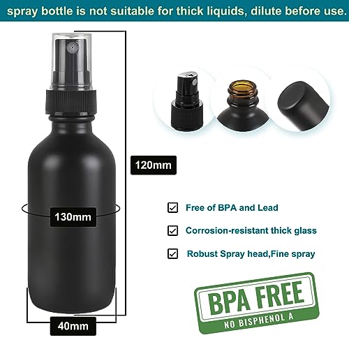 NOOEEISS Frosted Black Glass Small Spray Bottle 2 oz 24 Packs,Fine Mist Sprayer Small Clear Bottles,Refillable Containers mini spray bottles for Cleaning Solutions and Skin Care (Frosted Black 24pcs) - color: Black Frosted, size: 24Pack