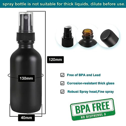 NOOEEISS Frosted Black Glass Small Spray Bottle 2 oz 24 Packs,Fine Mist Sprayer Small Clear Bottles,Refillable Containers mini spray bottles for Cleaning Solutions and Skin Care (Frosted Black 24pcs) - color: Black Frosted, size: 24Pack