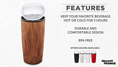 DISCOUNT PROMOS Plastic Tumblers 20 oz. Set of 6, Bulk Pack - With lids, Ice Coffee Tumbler, To Go Cup, Insulated - Wood - color: Blank – Wood