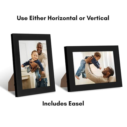 Americanflat 5x7 Picture Frame - Engineered Wood - Black | Shatter-resistant glass, wall or tabletop display with included easel, sawtooth hangers included - color: Black, size: 5x7