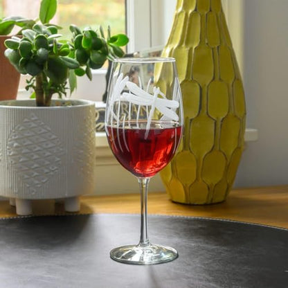 Rolf Glass Dragonfly All Purpose Wine Glass 18 ounce - Stemmed Wine Glasses Set of 2 – Lead-Free Glass- Etched Large Wine Glasses - Made in the USA - A Classic - color: All Purpose 2 Set