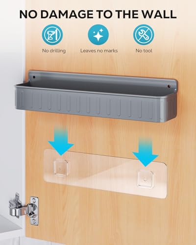 Nieifi Spice Rack Wall Mount, 4 Pack Grey, 2" Depth, Screw/Adhesive | Wall-Mounted with Removable Hooks Saves Counter Space, Fits 2" Deep Jars, Ideal for Kitchen Cabinets, Pantry Doors, and RVs - color: Grey
