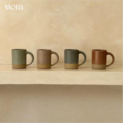 MORA Medium Mugs Set of 4, 16oz Ceramic Pottery Latte Mugs/Coffee Cups - Microwave and Dishwasher Safe - Harvest - color: Harvest