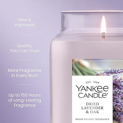 Yankee Candle Dried Lavender & Oak, Scented Candle, 22oz Large Jar with up to 150 Hour Burn Time, Giftable, Birthdays - color: Dried Lavender & Oak, size: Large Jar