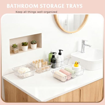 15 Pcs Extendable Drawer Organizer Tray, Adjustable Drawer Storage Bin | 2-size Clear Acrylic Bathroom & Vanity Drawer Organizers for Makeup Cosmetic Kitchen Utensils, Dresser Desk Drawer Storage