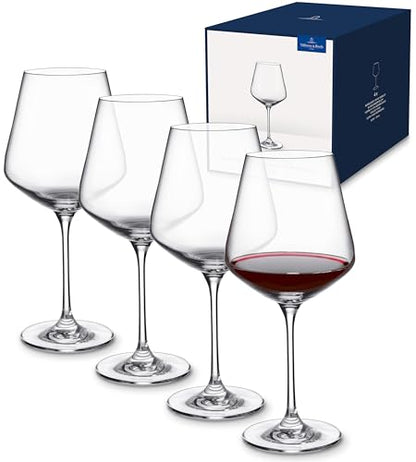 Villeroy & Boch La Divina Burgundy Wine Goblet, Set of 4, Generous 23 oz Capacity, Large Size: 4.25 in Diameter, 9.5 in Tall, Crystal Glass, Dishwasher Safe | Crystal glass Burgundy goblets, dishwasher safe, generously sized bowl enhances a full-bodied re