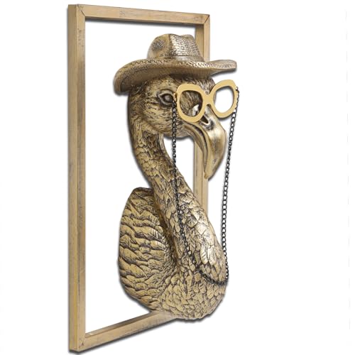 Bird Wall Art Decoration Sculpture(Flamingo,Gift Metal Frame)- Exquisite Wall Hanging Sculptures for Living Room, Bedroom, Office - Handmade Home Art Decor & Unique Housewarming Gift - color: Flamingo