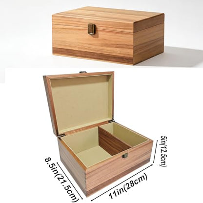 Large Acacia Keepsake Box with Magnetic Photo Display,Memory Wooden Box | Large size,Magnetic Photo Display,Memory Treasure Box with Felted Protection,Multi-scenario Applications