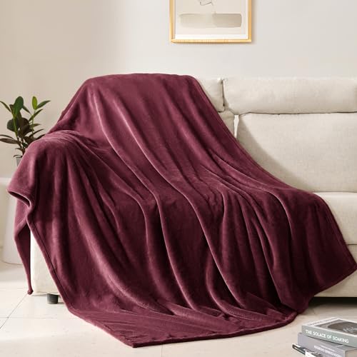 BEAUTEX Fleece Blanket King Size Soft Flannel Throw Lightweight Fuzzy | Plush Blanket for Couch, Sofa or Bed, All Seasons (Wine, 108" x 90") - color: Wine, size: King