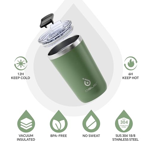 Ideus 20 oz Tumbler, Travel Coffee Mug with Splash Proof Sliding Lid, Double Wall Stainless Steel Vacuum Insulated Coffee Mug for Home and Office, Keep Beverages Hot or Cold, Avocado Green - color: Avocado Green