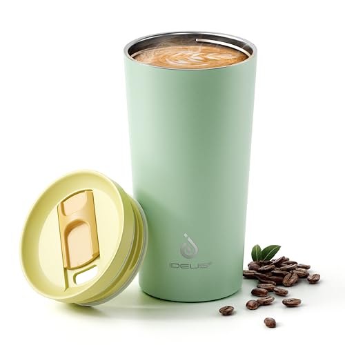 Ideus 17 oz Travel Coffee Mug, Double Wall Vacuum Stainless Steel Insulated Coffee Tumbler With Lid, Splash-Proof & Cup Holder Friendly, Keeps Drinks Hot/Cold, Dishwasher Safe, Mint Green - color: Mint Green
