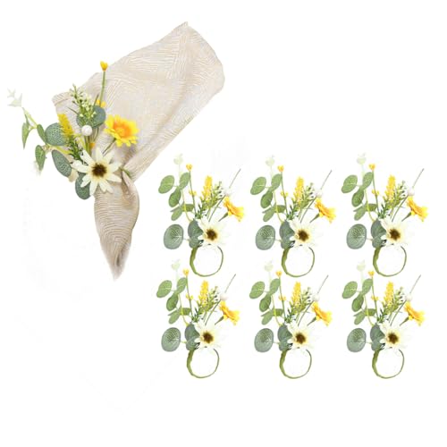 6PCS Daisy Napkin Rings Floral Napkin Holders for Table Decor - color: Daily