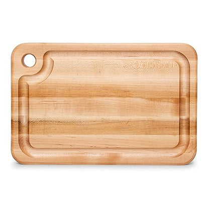 John Boos Prestige Series Rectangular Wooden Maple Cutting Board 18”x12” – 1.25” Thick, 8-lb Reversible Butcher Block with Juice Groove, Edge-Grain & Finger Grip Hole – Made in the USA - size: 18"L x 12"W